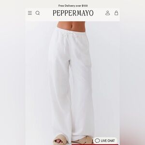 NWT Peppermayo Fresh Face White Linen Pants - Size 4